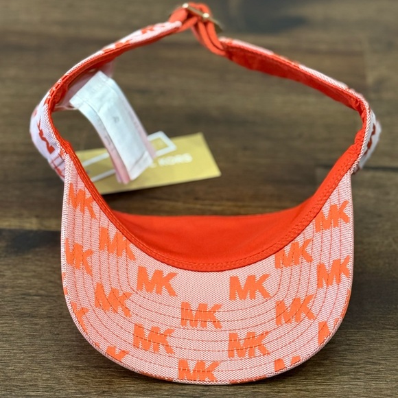 NWT - Michael Kors Orange - Red Clay Logo Patterned Visor - Picture 5 of 8